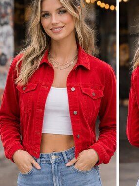 The Territory Ahead Red Cotton Velvet feels Jacket – XS